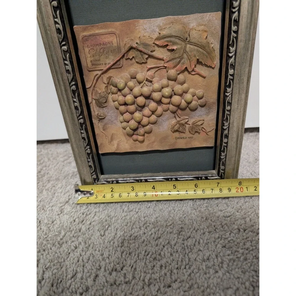 Danhui Nai‎ Grapes Wall 3D Art 4 Panel Framed Resin Wall Hanging Tuscan Signed